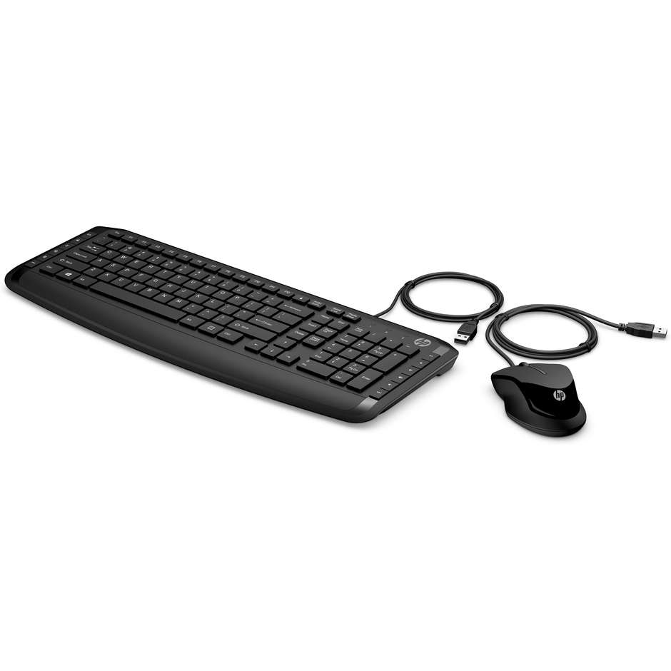 HP 150 Wired Mouse and Keyboard Combo (9DF28AA) Kit Tastiera a Isola e Mouse Cablati USB Italiano Nero