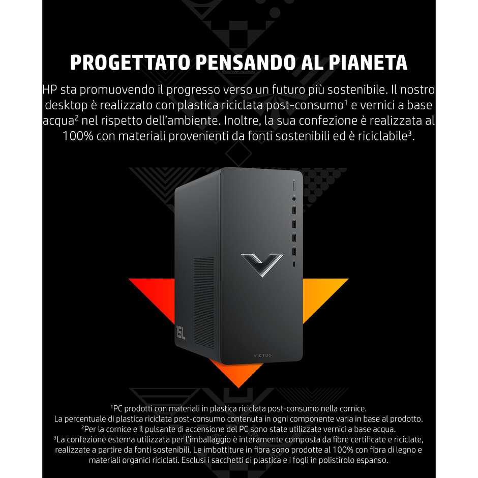 HP 15L TG02-0090N Gaming Desktop PC Intel Core i5 Ram 8 GB Memoria 512 GB Windows 11 Home Colore Nero