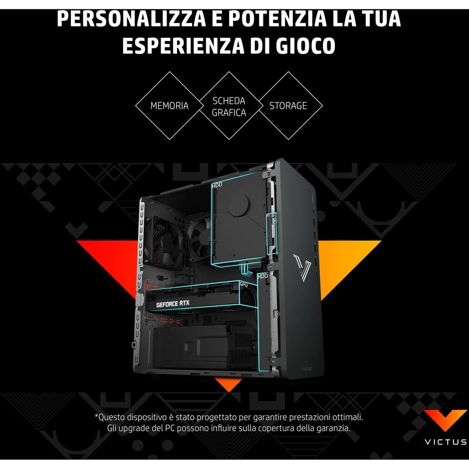 HP 15L TG02-0090N Gaming Desktop PC Intel Core i5 Ram 8 GB Memoria 512 GB Windows 11 Home Colore Nero