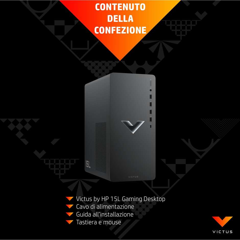 HP 15L TG02-0090N Gaming Desktop PC Intel Core i5 Ram 8 GB Memoria 512 GB Windows 11 Home Colore Nero