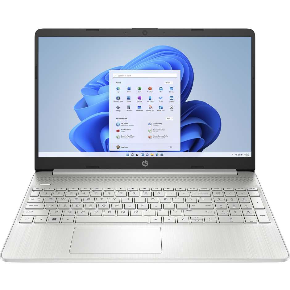 HP 15s-eq3016nl Notebook 15.6" Full HD AMD Ryzen 5 8 Gb Ram 512 Gb SSD Windows 11 Home Colore Argento