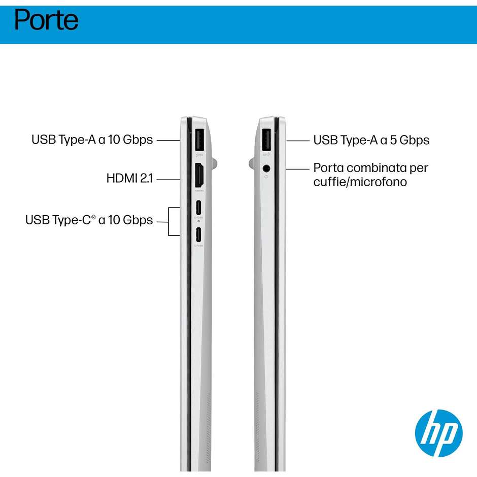 HP 16-AG1019NL Notebook 16 " Ram 16 GB Memoria 512 GB Windows 11 Home Colore Silver