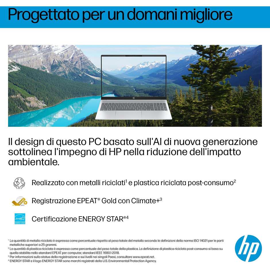 HP 16-AG1019NL Notebook 16 " Ram 16 GB Memoria 512 GB Windows 11 Home Colore Silver