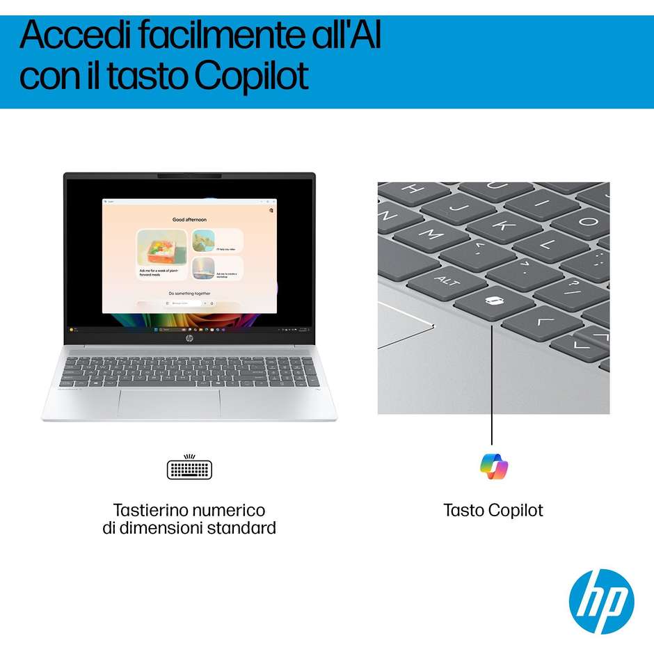 HP 16-AG1019NL Notebook 16 " Ram 16 GB Memoria 512 GB Windows 11 Home Colore Silver