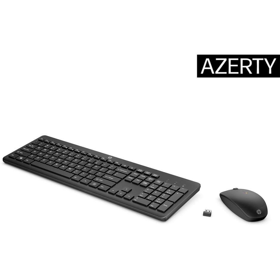 HP 18H24AA Kit Desktop Tastiera e Mouse RF Wireless 1600 DPI Colore Black