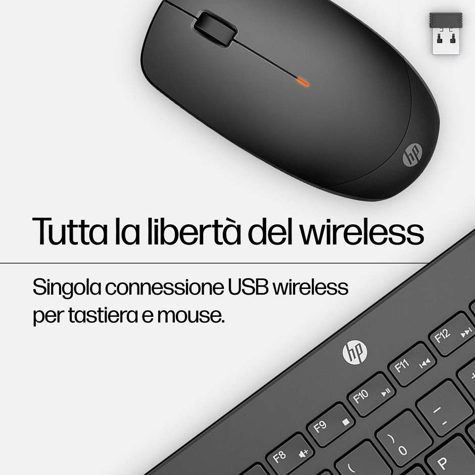 HP 18H24AA Kit Desktop Tastiera e Mouse RF Wireless 1600 DPI Colore Black