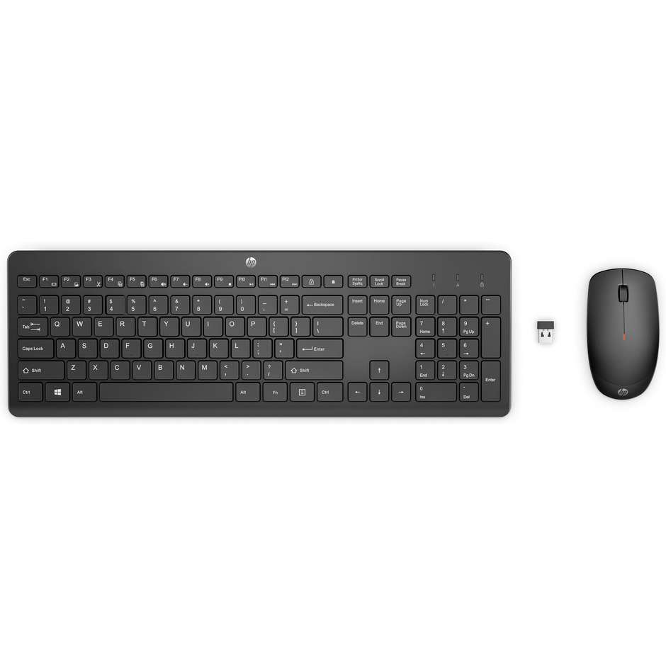 HP 230 Combo Set Tastiera e Mouse Wireless Layout Italiano Silenzioso Nero