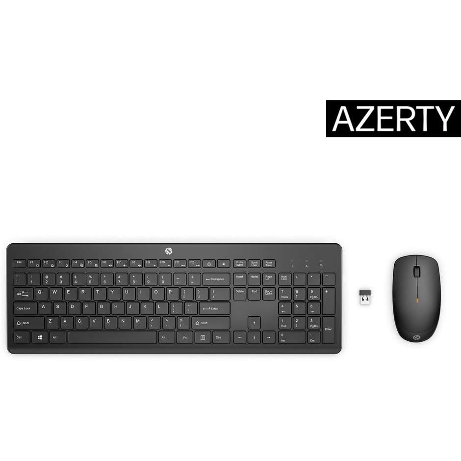 HP 230 Combo Set Tastiera e Mouse Wireless Layout Italiano Silenzioso Nero