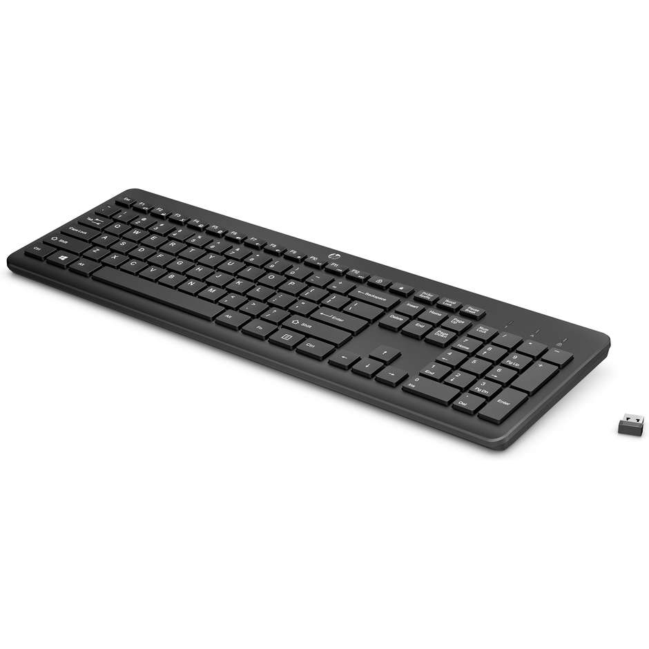 HP 230 Tastiera Wireless Layout Italiano Tasti Chiclet Silenziosi con Ricevitore USB 2.4GHz e Autonomia fino a 16 Mesi - Nero (3L1E7AA)