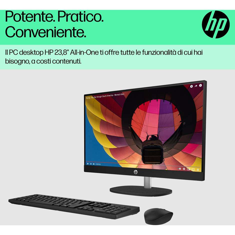 HP 24-CR0011NL PC All-in-one 23.8" Full HD AMD Ryzen 5 Ram 8 GB Memoria 512 GB Windows 11 Home Colore Bianco