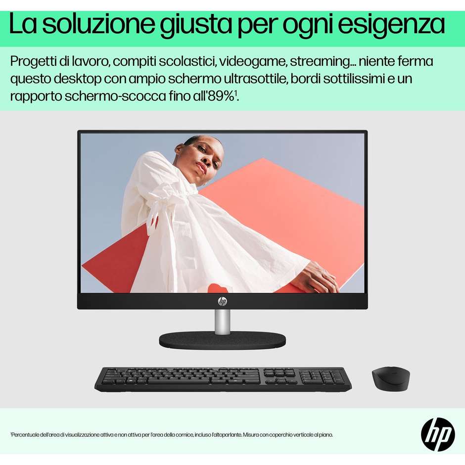 HP 24-CR0011NL PC All-in-one 23.8" Full HD AMD Ryzen 5 Ram 8 GB Memoria 512 GB Windows 11 Home Colore Bianco