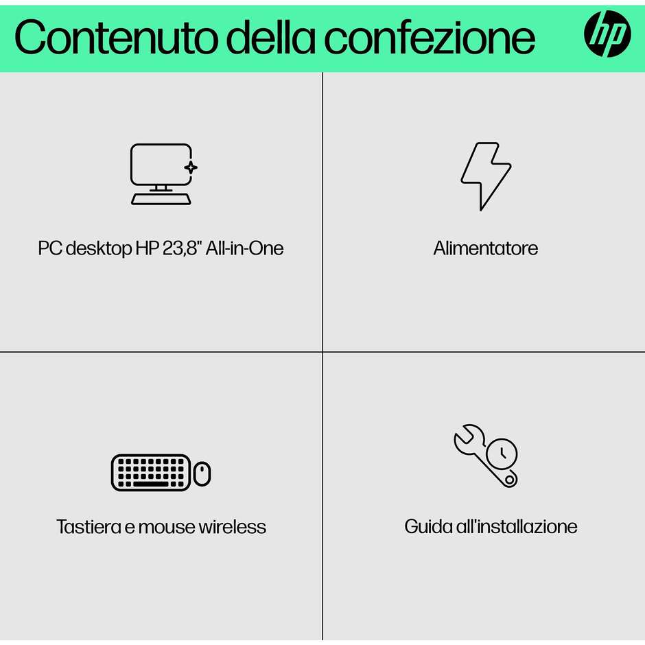 HP 24-CR0011NL PC All-in-one 23.8" Full HD AMD Ryzen 5 Ram 8 GB Memoria 512 GB Windows 11 Home Colore Bianco