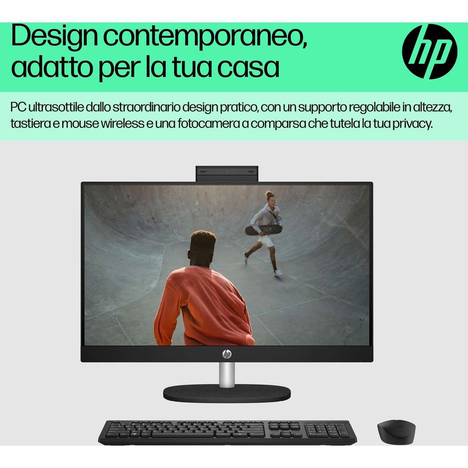 HP 24-CR0011NL PC All-in-one 23.8" Full HD AMD Ryzen 5 Ram 8 GB Memoria 512 GB Windows 11 Home Colore Bianco