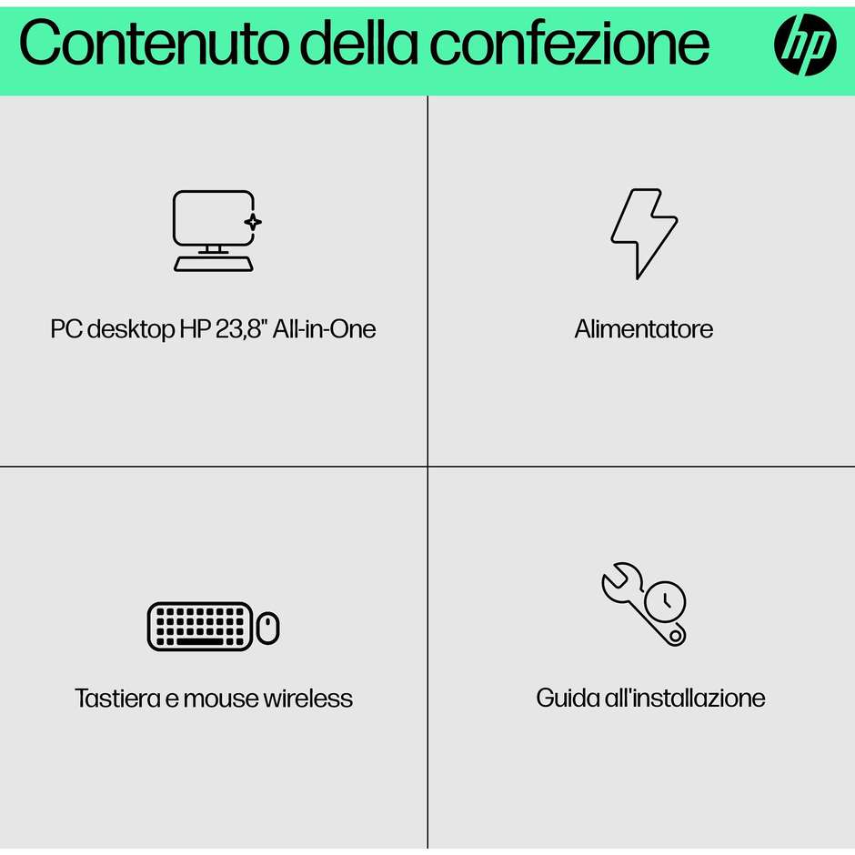 HP 24-CR0011NL PC All-in-one 23.8" Full HD AMD Ryzen 5 Ram 8 GB Memoria 512 GB Windows 11 Home Colore Bianco