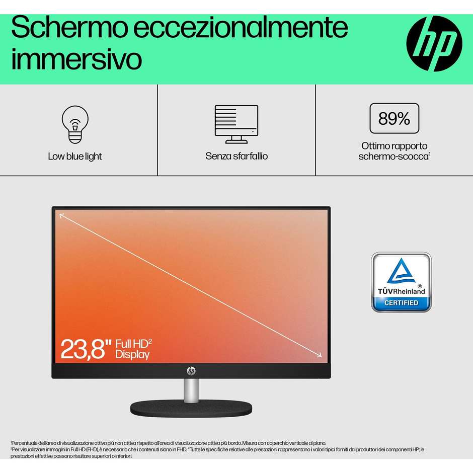 HP 24-CR0011NL PC All-in-one 23.8" Full HD AMD Ryzen 5 Ram 8 GB Memoria 512 GB Windows 11 Home Colore Bianco