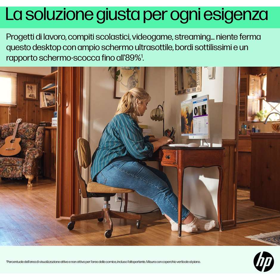 HP 24-CR0011NL PC All-in-one 23.8" Full HD AMD Ryzen 5 Ram 8 GB Memoria 512 GB Windows 11 Home Colore Bianco