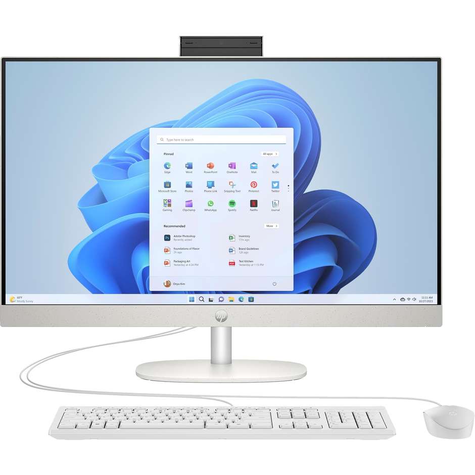 HP 27-cr0024nl PC All-in-one 27" Ram 8 GB Memoria 512 GB 300 cd/m² Windows 11 Home Wi-Fi Colore Bianco