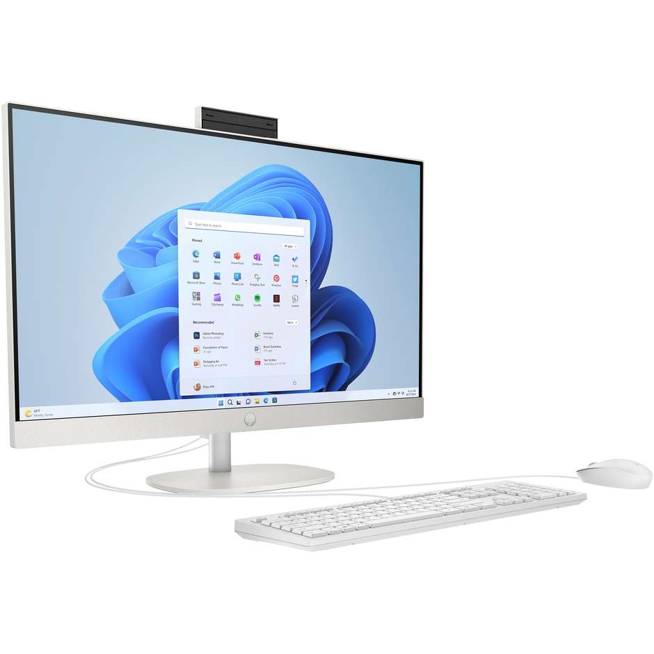 HP 27-cr0024nl PC All-in-one 27" Ram 8 GB Memoria 512 GB 300 cd/m² Windows 11 Home Wi-Fi Colore Bianco