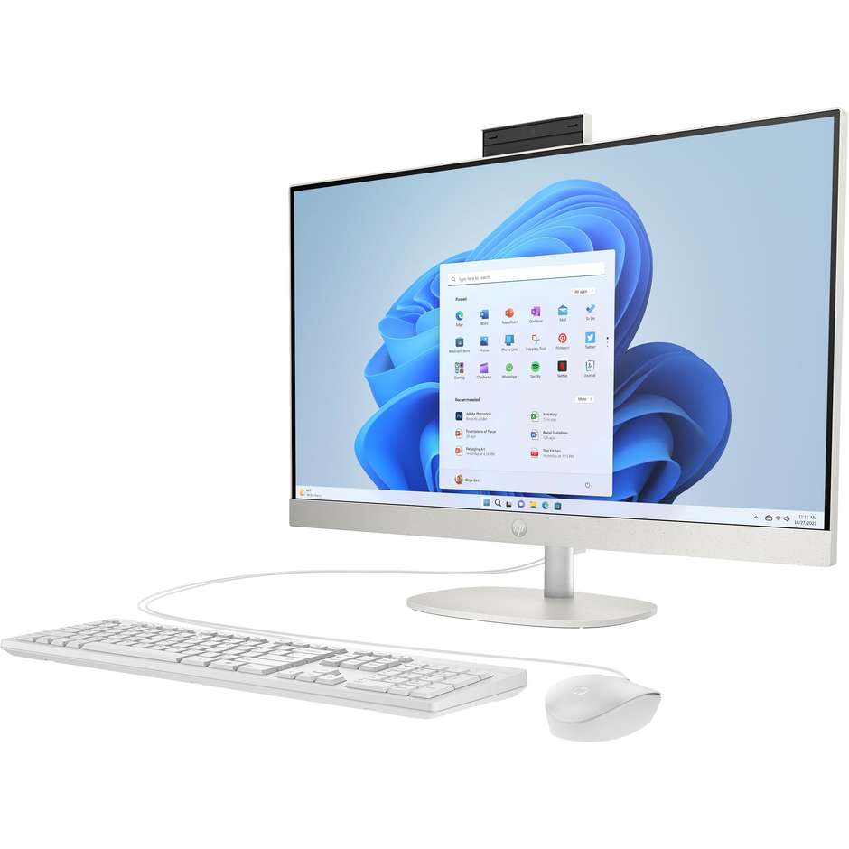 HP 27-cr0024nl PC All-in-one 27" Ram 8 GB Memoria 512 GB 300 cd/m² Windows 11 Home Wi-Fi Colore Bianco