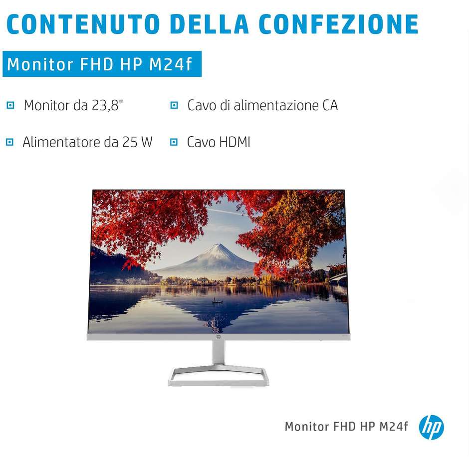 HP 2D9K0AA PC Monitor 23.8" Full HD Luminosità 300 cd/m² Classe E colore argento