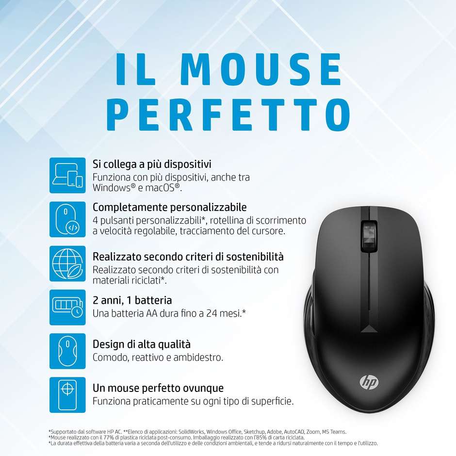 HP 3B4Q2AA Mouse wireless multi-dispositivo 430 Colore Nero