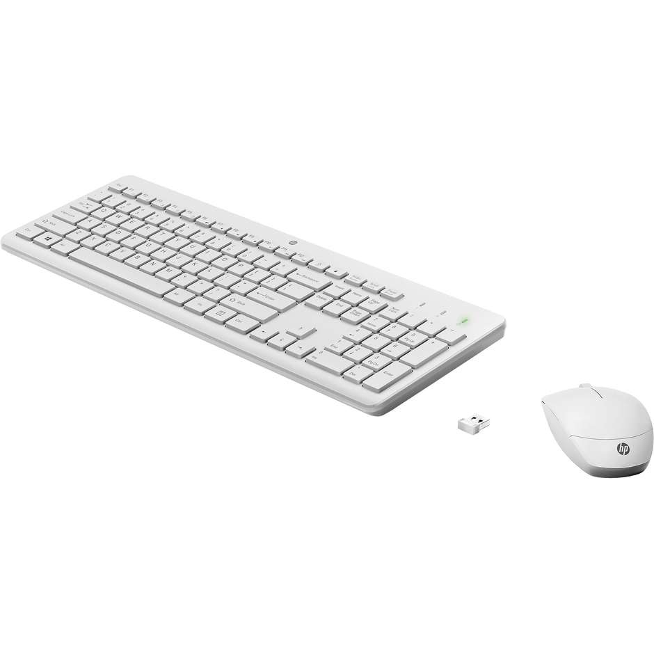 HP 3L1F0AA Kit Desktop Tastiera e Mouse RF Wireless 1600 DPI Colore White