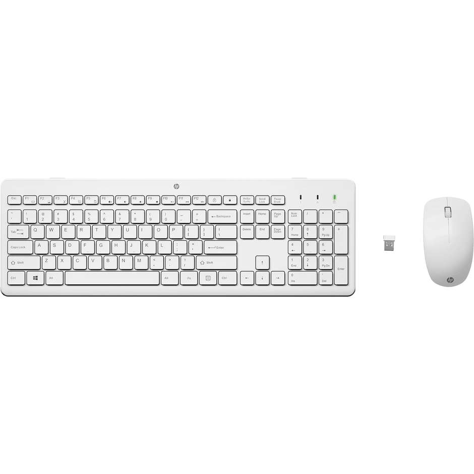 HP 3L1F0AA Kit Tastiera & Mouse Wireless colore bianco