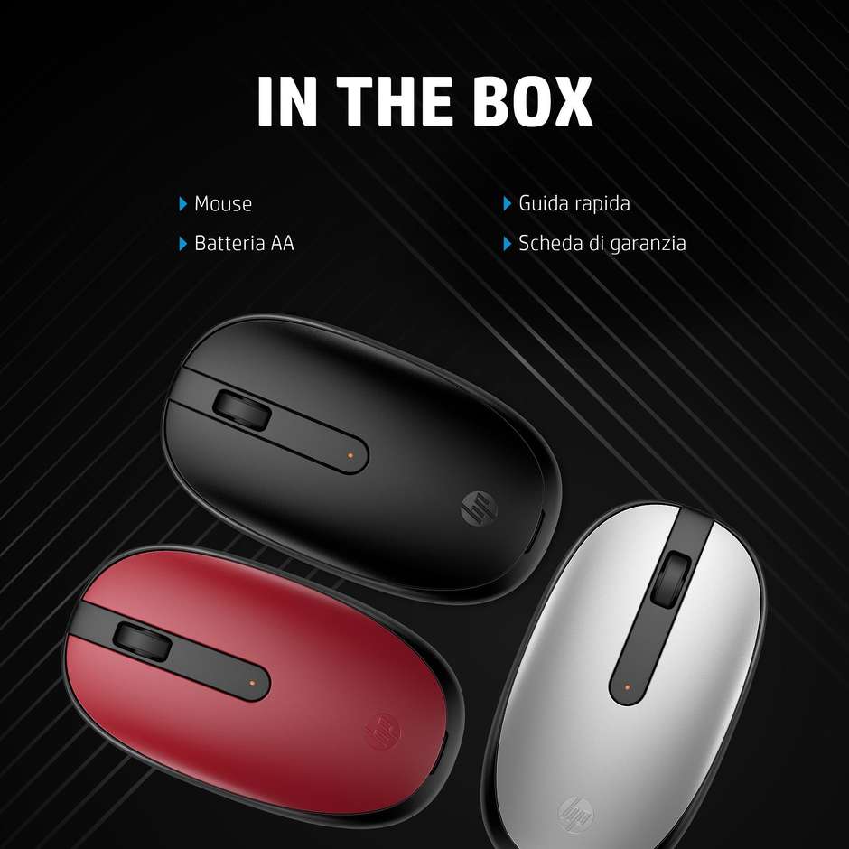 HP 3V0G9AA Mouse Ottico Bluetooth 1600 DPI Colore Black