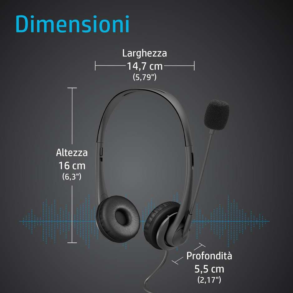 Hp 428H6AA Cuffie Wireless Bluetooth ad Alta Risoluzione Nero