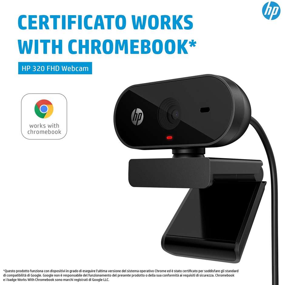 HP 53X26AA Webcam 320 Full HD Colore Nero