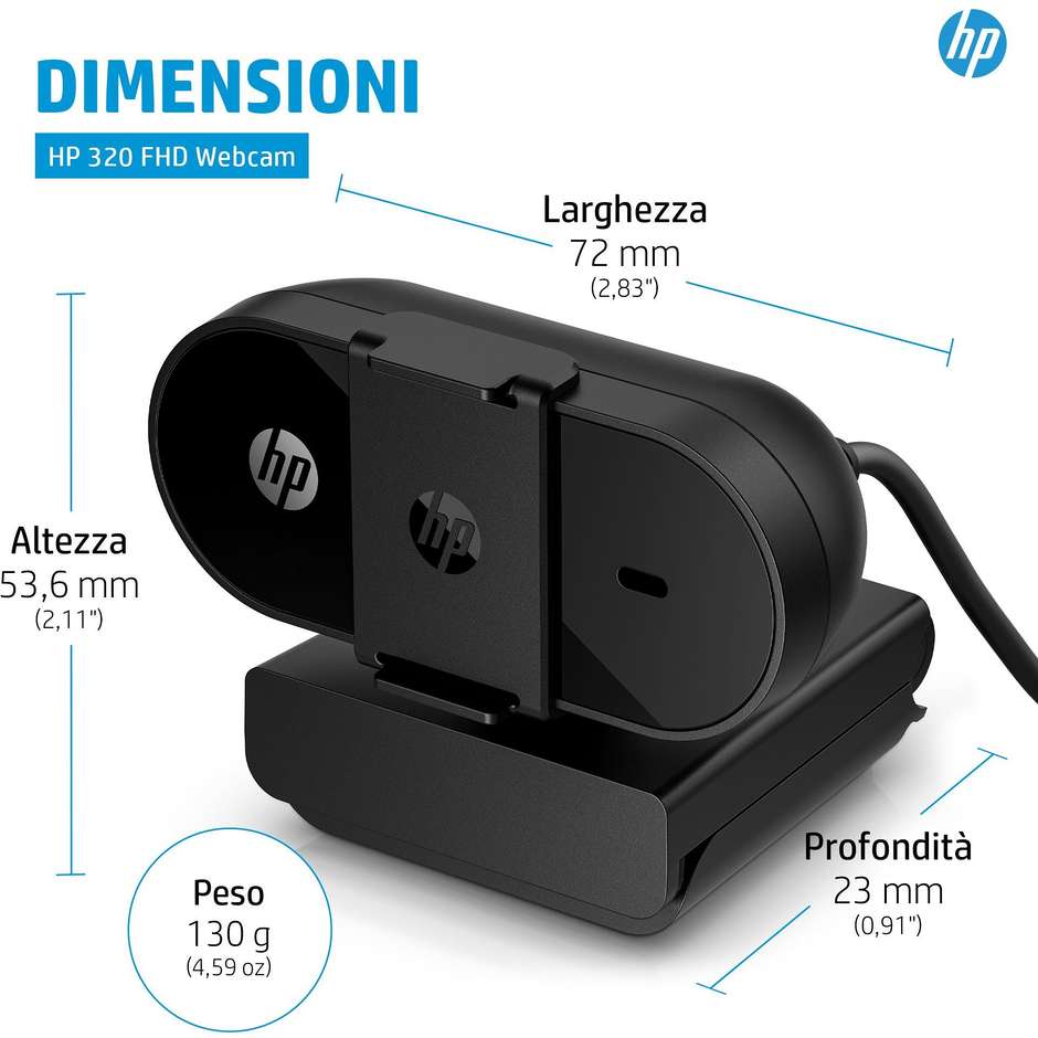 HP 53X26AA Webcam PC USB Colore Black