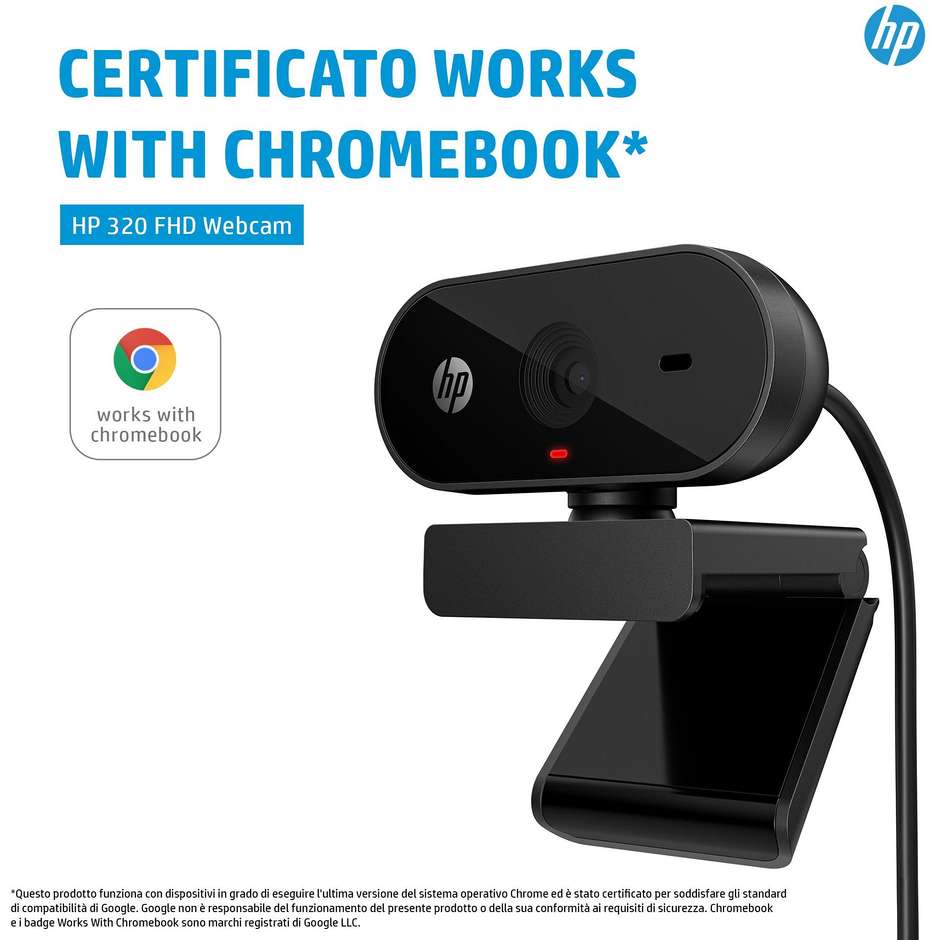 HP 53X26AA Webcam PC USB Colore Black