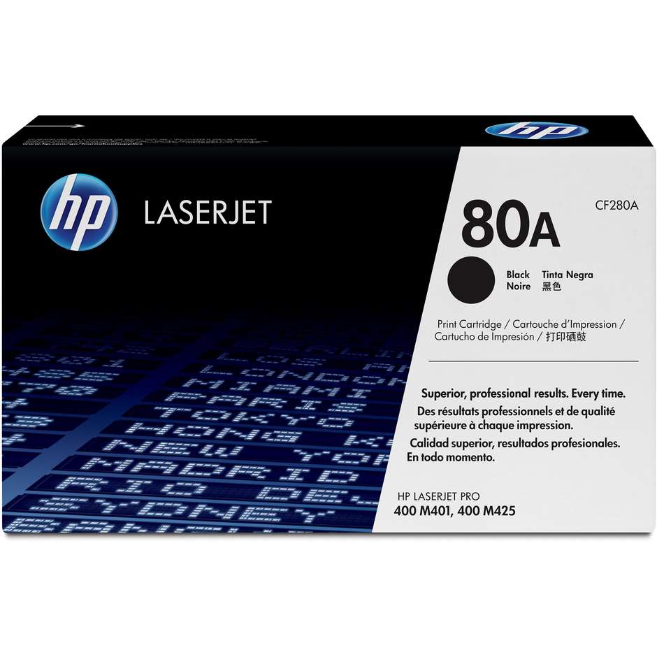 HP 80A (CF280A) Cartuccia Toner Originale Nero LaserJet 2.560 Pagine