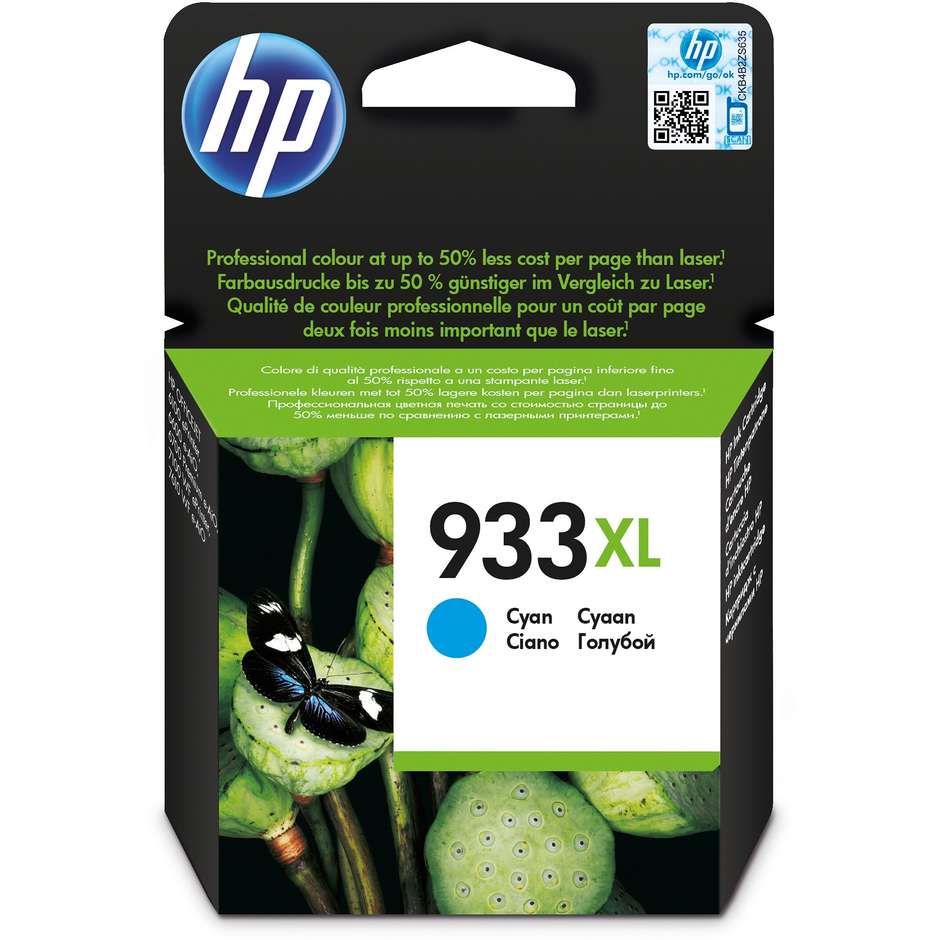 HP 933XL CN054AE Cartuccia Originale Ciano ad Alta Capacità
