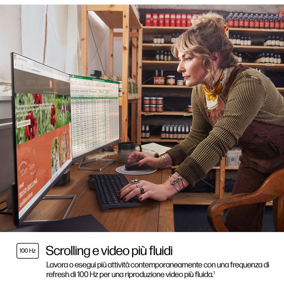 HP 94F44AA PC Monitor 27" Full HD 300 cd/m² Classe D Colore Nero, Bianco