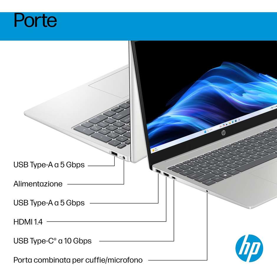 HP AI 15-fd2026nlx Notebook Intel Core Ultra 5 8GB 512GB 15.6" Full HD Argento
