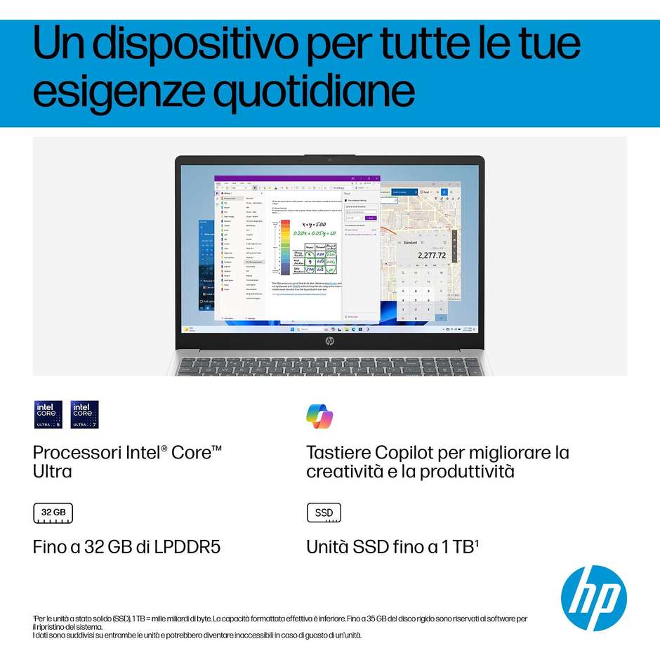 HP AI 15-fd2026nlx Notebook Intel Core Ultra 5 8GB 512GB 15.6" Full HD Argento