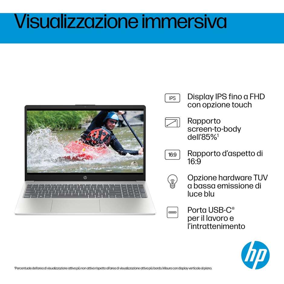 HP AI 15-fd2026nlx Notebook Intel Core Ultra 5 8GB 512GB 15.6" Full HD Argento