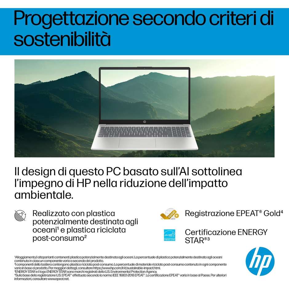 HP AI 15-fd2026nlx Notebook Intel Core Ultra 5 8GB 512GB 15.6" Full HD Argento