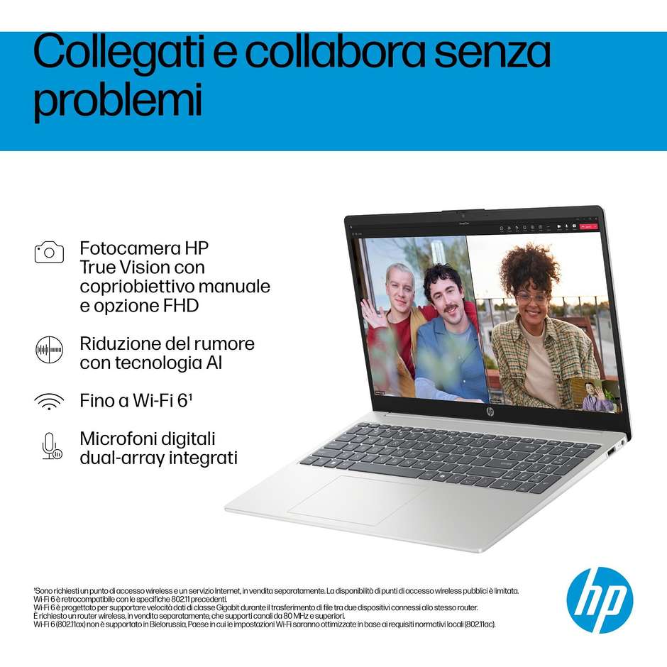 HP AI 15-fd2026nlx Notebook Intel Core Ultra 5 8GB 512GB 15.6" Full HD Argento