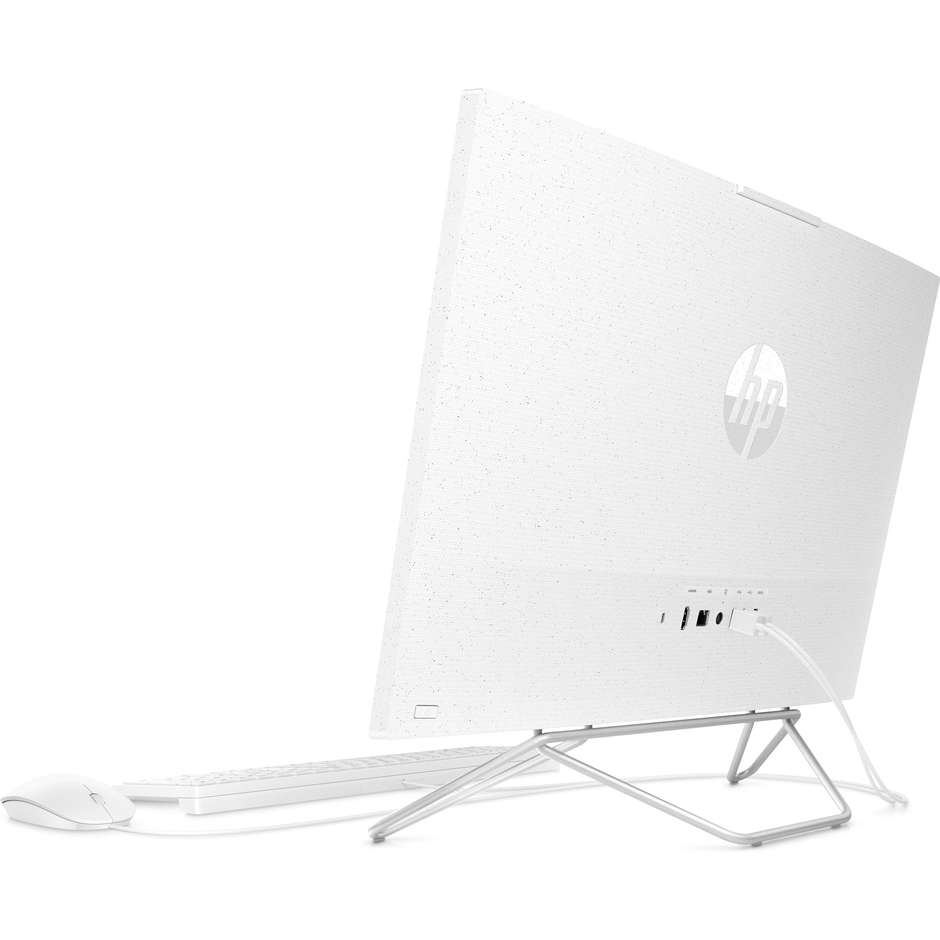HP All-in-One 24-cb0018nl Computer AIO 23.8" Full HD IPS Micro-Edge AMD Ryzen 5 5500U 6-Core 12-Thread RAM 8GB DDR4 SSD 512GB NVMe AMD Radeon Graphics Wi-Fi 6 Windows 11 Home Bianco Stella