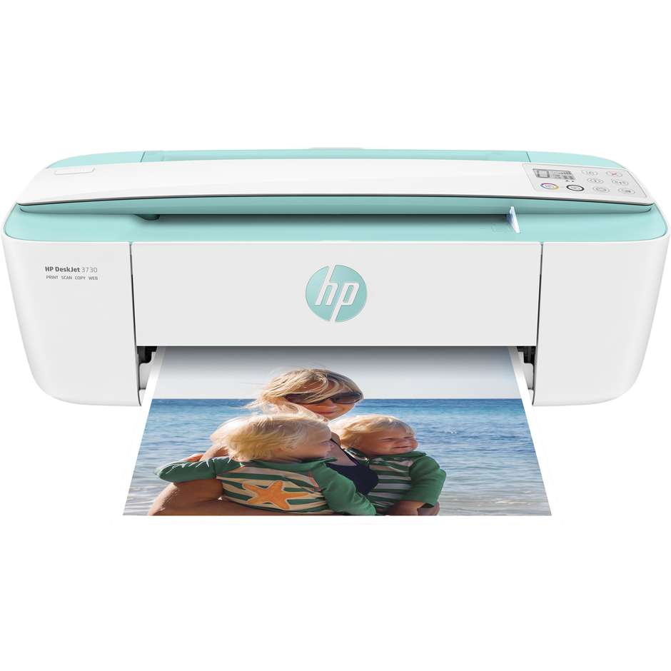 HP Deskjet 3730 Stampante All-in-One Risoluzione 4800 x 1200 Dpi Formato A4 Connettività WiFi USB 2.0 Colore Bianco/ Verde Acqua