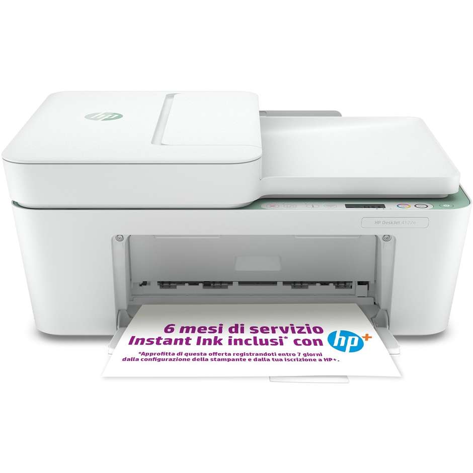 HP DeskJet 4122e Stampante multifunzione 4in1 Wifi Bluetooth colore bianco e verde