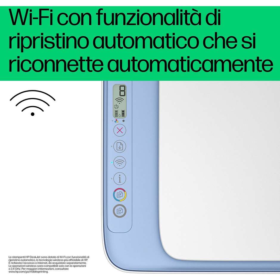 HP DeskJet DJ2822E  Stampante multifunzione 3in1 Wi-Fi Bluetooth A4 Colore Blu