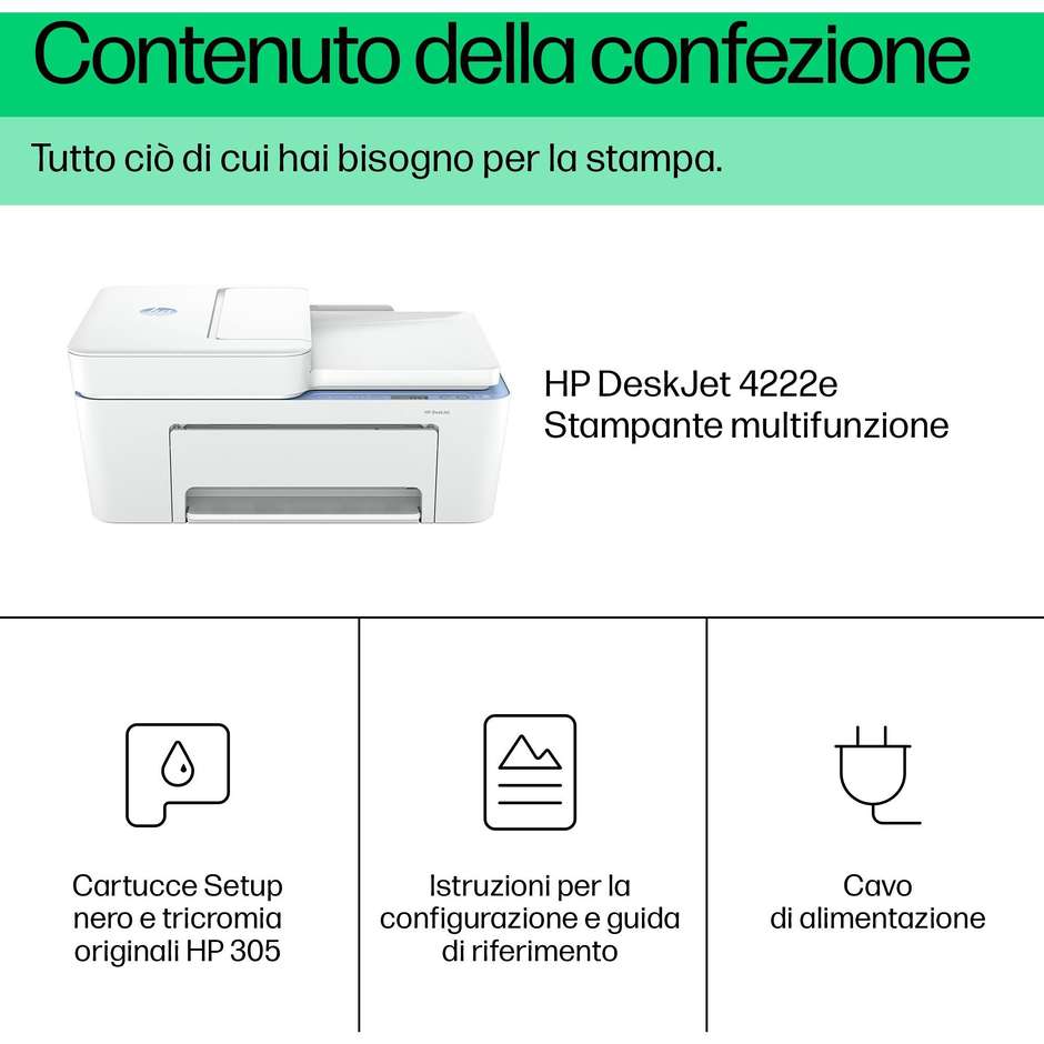 HP DeskJet DJ4222E 60K29B A4 Wi-Fi Colore Bianco