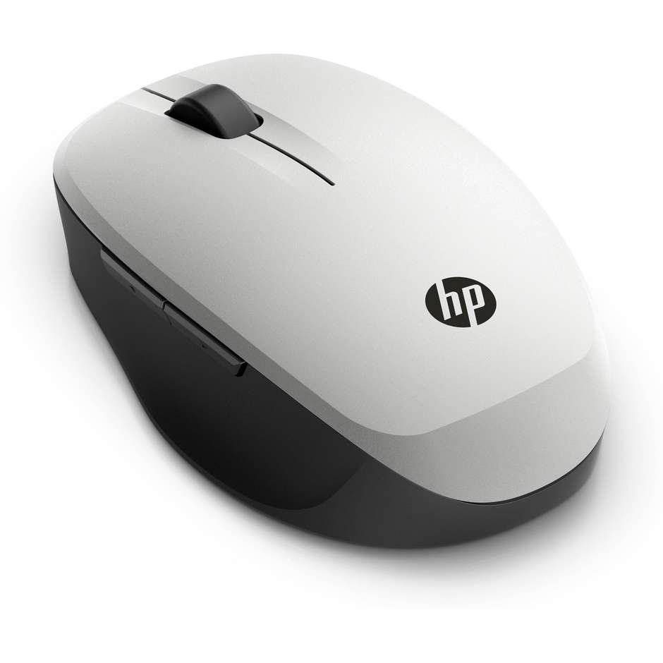 HP Dual Mode (6CR72AA) Mouse Wireless Bluetooth e RF 2.4 GHz Ottico 3600 DPI Nero e Argento