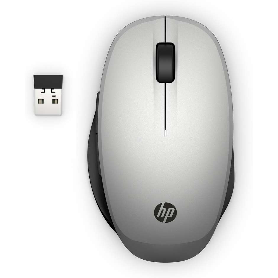 HP Dual Mode Mouse RF senza fili + Bluetooth Colore Nero, Argento