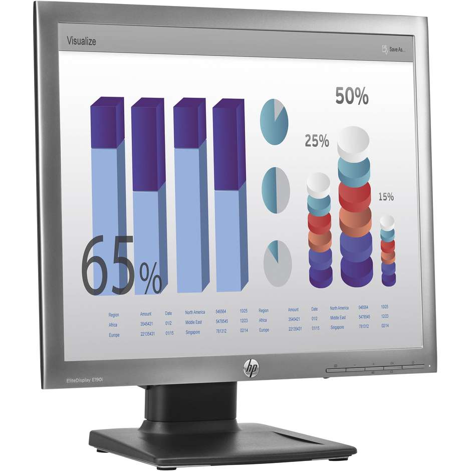 HP E190I Monitor PC LED 19'' HD Luminosità 250 cd/m² colore argento