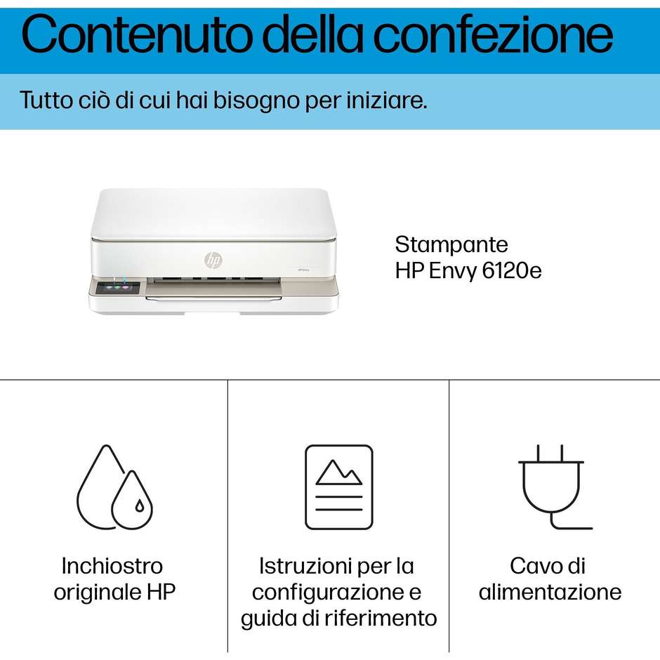 HP ENVY 6120e Multifunzione 3-in-1 Inkjet A4 Fronte/Retro Automatico Wi-Fi Beige