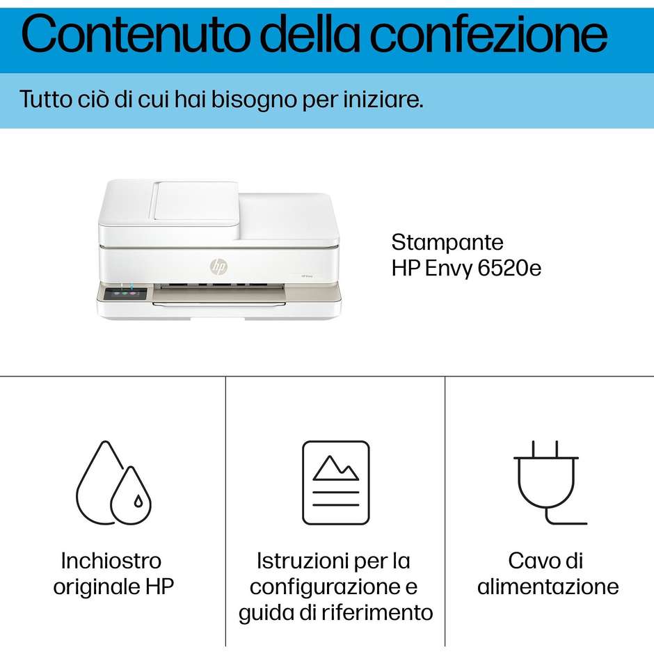 HP Envy 6520e multifunzione A4 a colori, Wi-Fi, duplex e ADF 35 fogli